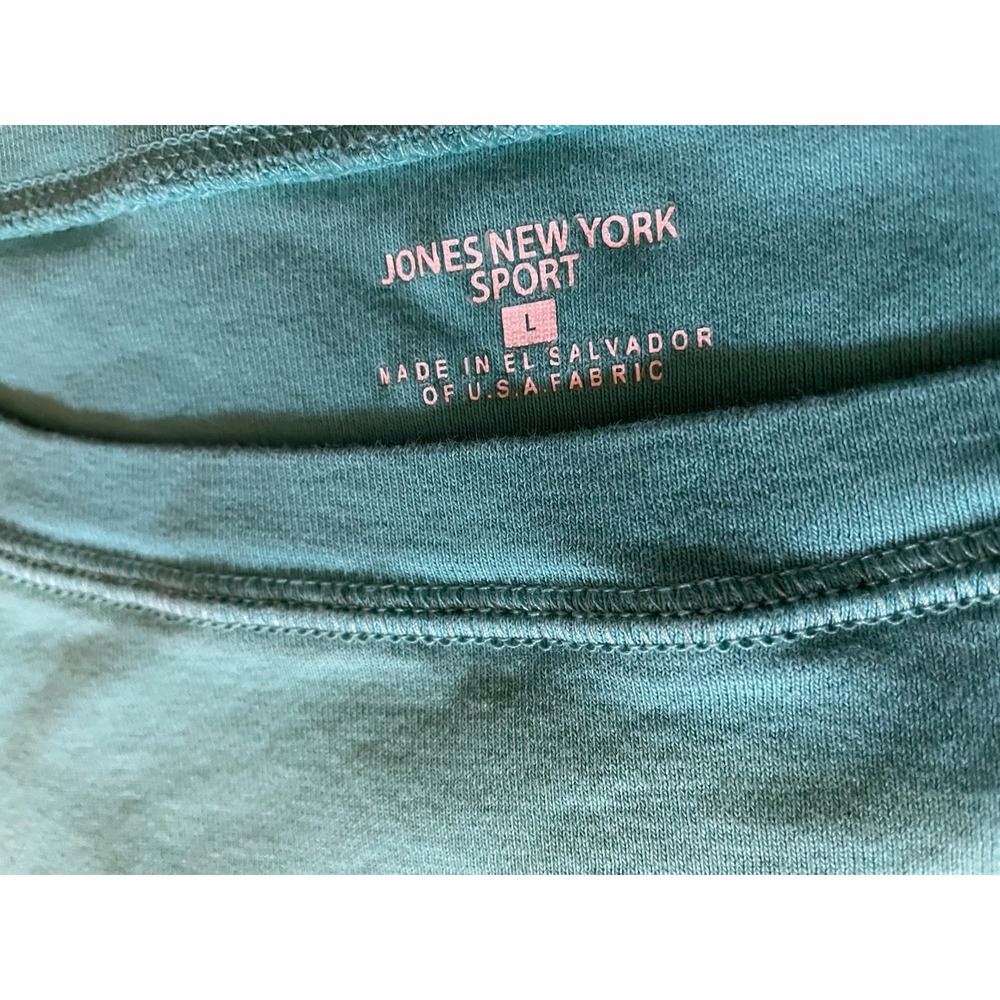 Jones New York Sport Aqua Blue 3/4 Sleeve Boat Neck Top Size Large 100% Cotton - Picture 8 of 9